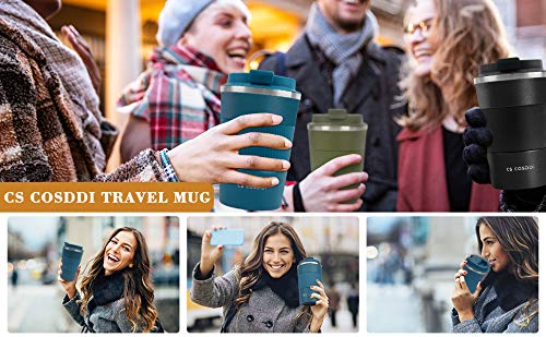 [Australia - AusPower] - CS COSDDI Travel Mug 12oz - Vacuum Insulated Coffee Travel Mug Spill Proof with Leakproof Lid - Double Walled Reusable Tumbler Cups for Keep Hot/Ice Coffee,Tea and Beer(Aquamarine) Aquamarine 