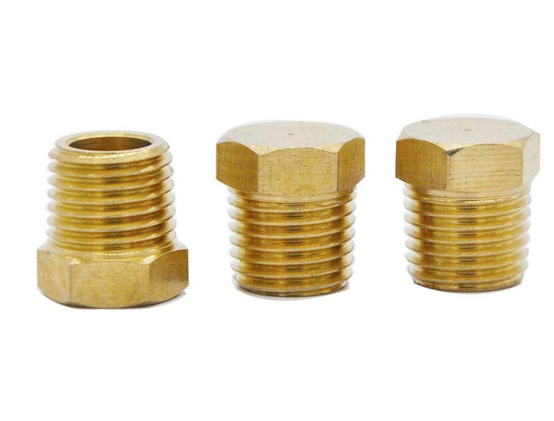 [Australia - AusPower] - YOUHO 1/4 Npt Adapter for Pipe Fittings, Brass Pipe Fitting 1/4" Hex Head Plug with Thread (3 Packs) 1/4" NPT Yellow 3 