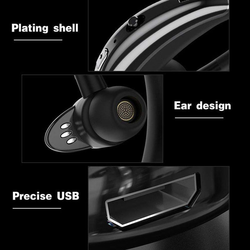 [Australia - AusPower] - Bluetooth Earpiece Voice Command Bluetooth Headset Noise Cancelling Wireless Headset in-Ear Headphone Business Earphones Compatible with Android iOS Smart Phones Laptop for Office Driver Trucker Black 