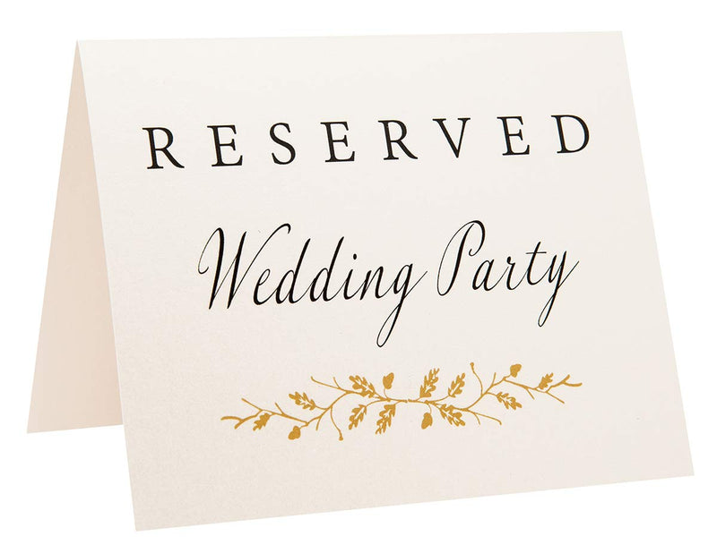 [Australia - AusPower] - 2 City Geese Reserved Wedding Table Signs | Set of 6 Pearl White and Gold Reserved Signs Including Reserved for Bride's Family Groom's Family and Wedding Party | Freestanding Double Sided 