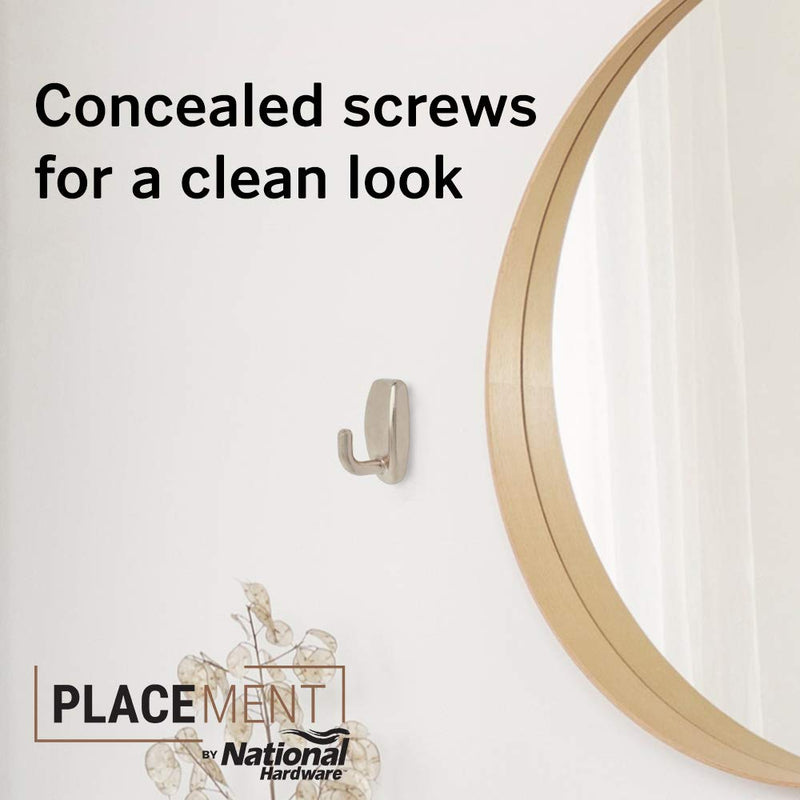 [Australia - AusPower] - National Hardware N260-156 Heavy Duty Snap Hook Decorative Mirror and Large Picture Frame Holder Holds up to 50 lbs for Office and Garage Organization Easy Installation, Brushed Nickel 