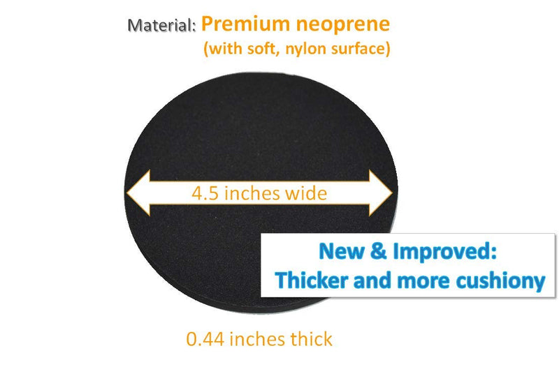 [Australia - AusPower] - Desk Dots! Elbow, Arm & Wrist Rest Cushioning Pads for Pressure Point & Pain Relief on Gaming & Work Surfaces; Made of Neoprene with Soft Nylon Surface; 4.5" Wide, 0.44" Thick; 2-Pack! (Pitch Black) Pitch Black 