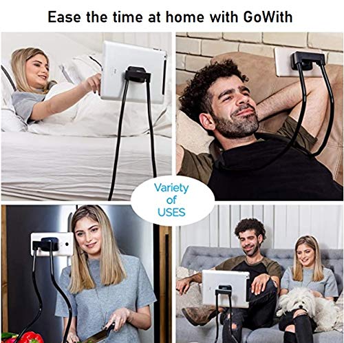 [Australia - AusPower] - GoWith Magnetic Tablet & Cell Phone Holder, Mobile Phone Stand, Lazy Bracket for Table, Bed, Car & Bike, Adjustable Rotating Gooseneck Mount with Flexible, Collapsible and Portable Design 