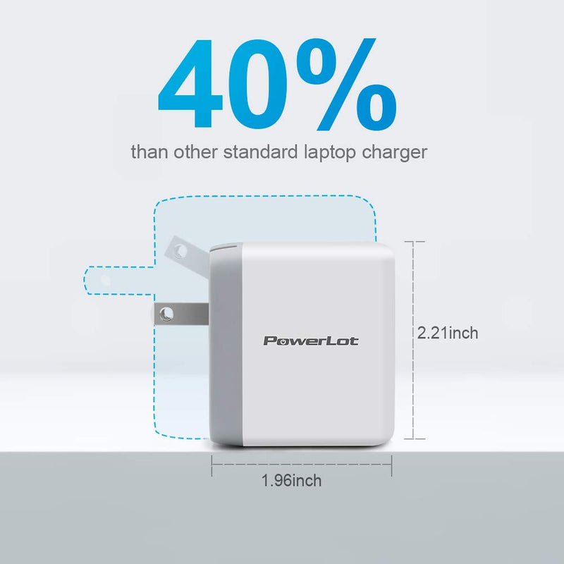 [Australia - AusPower] - USB C Charger, PowerLot 65W GaN USB C Wall Charger with 6ft USB-C to C Cable, PD 3.0 Fast Charger for iPad Pro, iPhone 13 Pro Max, Laptop Charger 61W USB C Power Adapter for MacBook Pro/Air 13-inch 