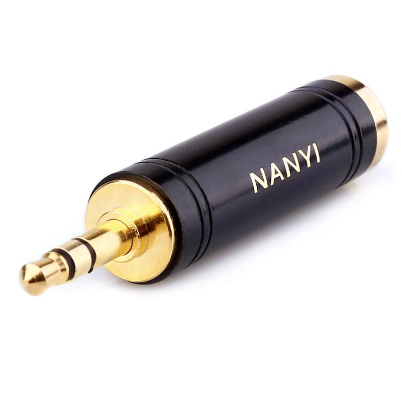 [Australia - AusPower] - NANYI 1/4 Inch Female to 1/8 Inch Male Stereo Headphone Adapter, Upgrade 6.35mm Jack Stereo Socket Female to 3.5mm Jack Stereo Plug Male for Headphone, Amp Adapte, Black 1-Pack 
