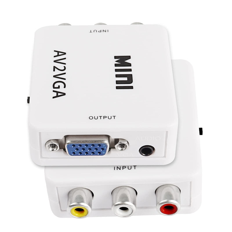 [Australia - AusPower] - XMSJSIY AV RCA to VGA Adapter Audio Video Converter,Composite AV to VGA +3.5mm TV Video Playing Adapter 1080p with USB Power Cable VCD DVD Projector TV Set Top Box 