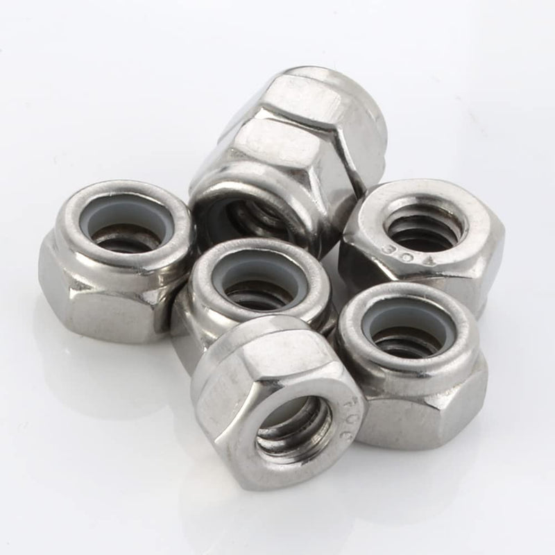 [Australia - AusPower] - 1/2-13 Nylon Insert Hex Lock Nuts Locknuts, 304 Stainless Steel 18-8, Bright Finish (304), 10 PCS 1/2-13 (10 Pack) 