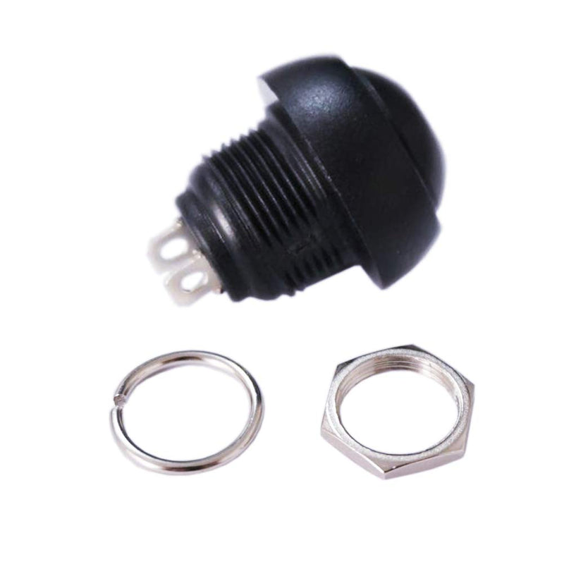 [Australia - AusPower] - Twidec/6Pcs 12mm 1/2" Mounting Hole On Off Mini Round Waterproof Momentary Push Button Switch Black PBS-33B-BK 