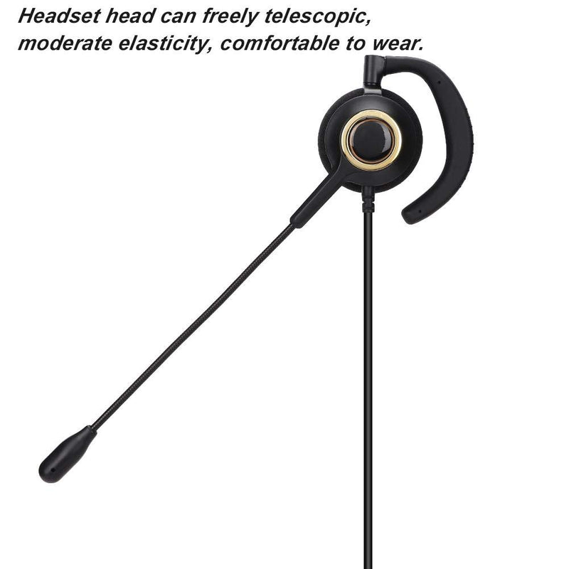 [Australia - AusPower] - Call Center Headset, H1000-RJ9 Crystal Head Earhook Cordless Phone Headset,Noise Cancelling Rear-Mounted Headphone with Microphone,for Telephone(Without adpter) without adpter 