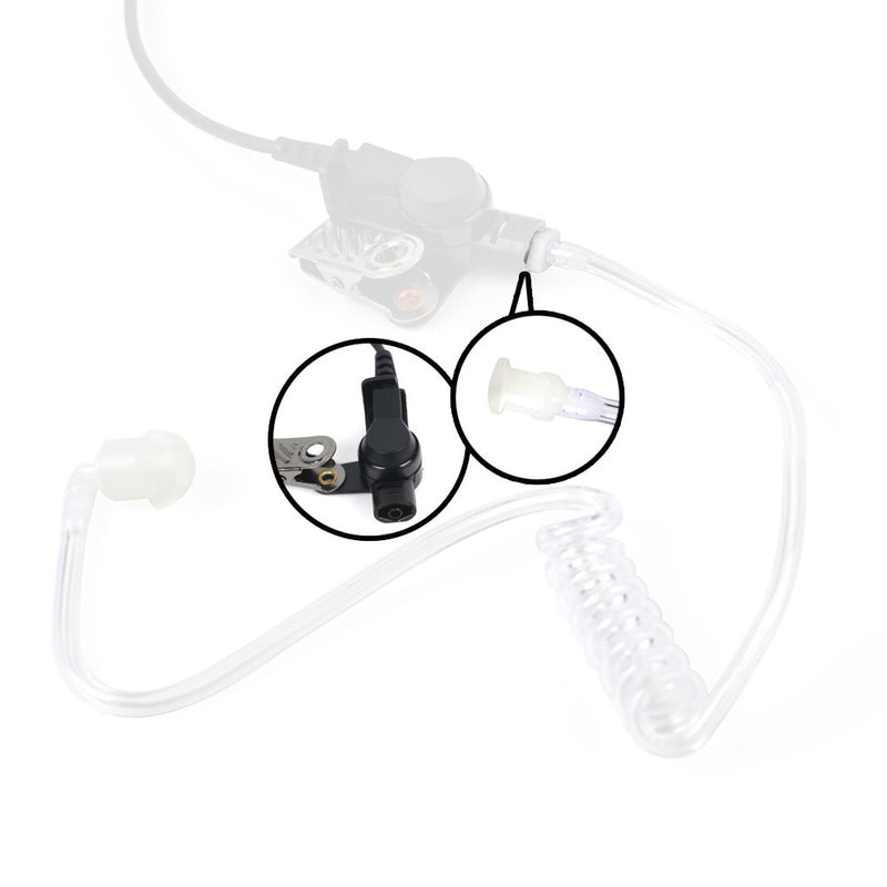 [Australia - AusPower] - TWAYRDIO Replacement Clear Acoustic Tube with One Pair Medium Ear Molds and Small Medium Large Silicone Rubber Mushroom Ear Tips Ear Bud for Two Way Radio Earpiece and Headset 