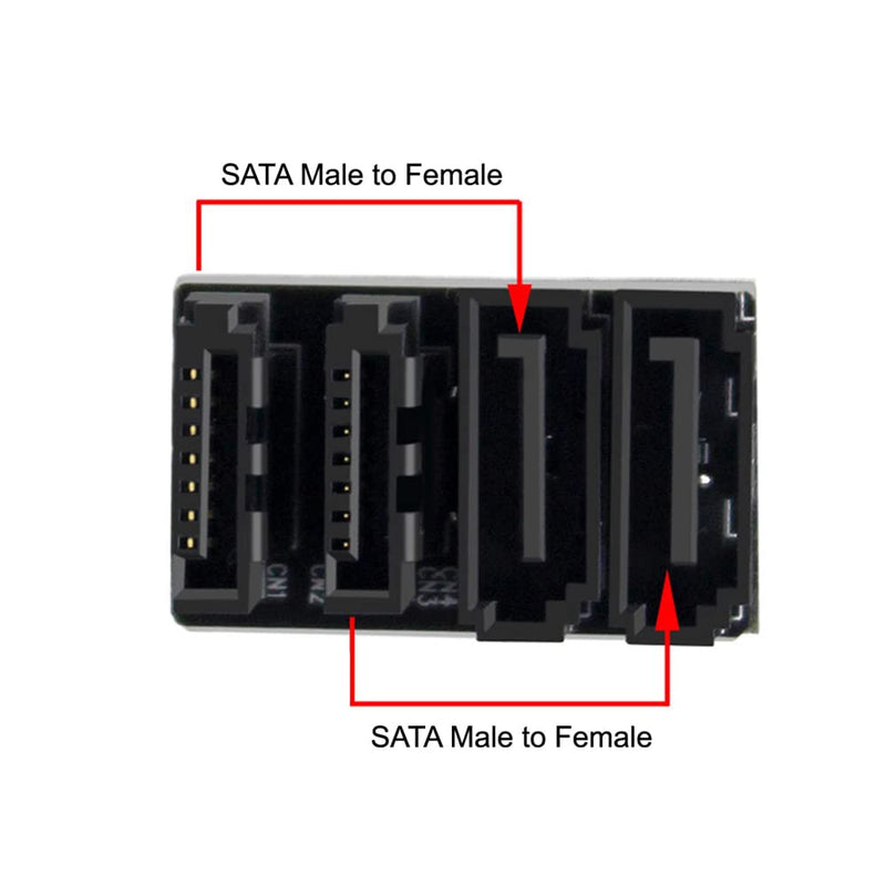 [Australia - AusPower] - NFHK Dual SATA 7Pin Female to 7Pin Male 360 Degree Angled Adapter Low Profile for Desktops SSD HDD Mainboard Motherboard Dual SATA 360 Angled 
