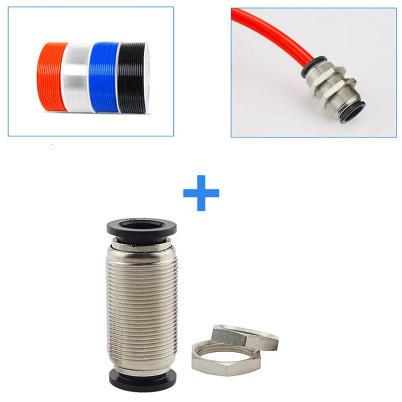 [Australia - AusPower] - Jienk 10Pcs Bulkhead Union 1/4" x 1/4" Tube OD Push to Connect Tube Fitting, PMM-1/4 Pneumatic Quick Connect Air Fitting 1/4" OD 10 