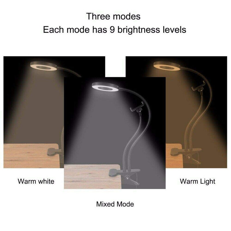 [Australia - AusPower] - Universal Selfie Ring Light with Flexible Mobile Phone Holder Lazy Bracket Desk Lamp LED Light for Live Stream Office Kitchen 
