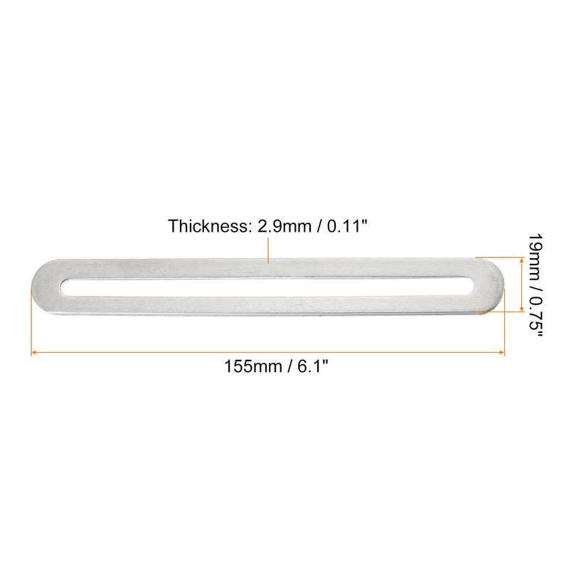 [Australia - AusPower] - uxcell Adjustable Corner Code, 4Pcs 155x19mm - Stainless Steel Flat Straight Thickened Slotted Brace Brackets, for Fixed Furniture Shelf Connector (Silver) Silver 