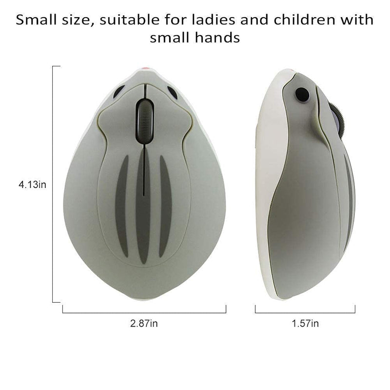 [Australia - AusPower] - CHUYI 1 Pack Cute Hamster Shaped Wireless Optical Mouse Grey Color and 1 Pack Panda Shape Wired Mouse for Computer Laptop 