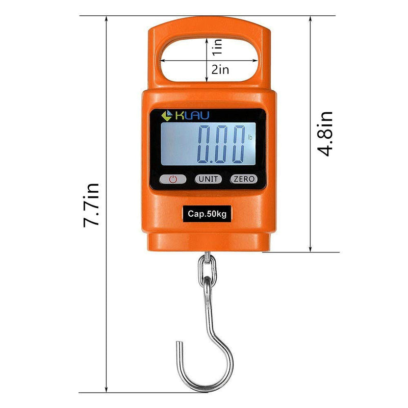 [Australia - AusPower] - Fish Weighing Scales,Klau Portable 100 lb / 1600 oz Heavy Duty Digital Hanging Scale LCD Display with Backlight Orange for Home Farm Hunting Outdoor 