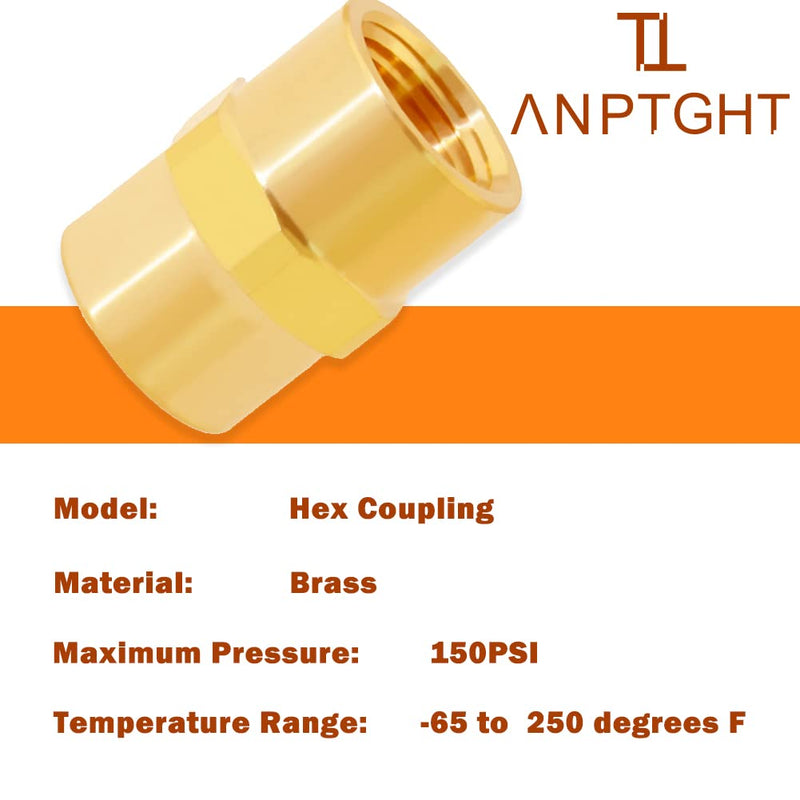 [Australia - AusPower] - ANPTGHT Brass Pipe Fitting NPT Coupler, 1/4" x 1/4" Standard NPT Female thread（pack of 4） 1/4”x1/4” 