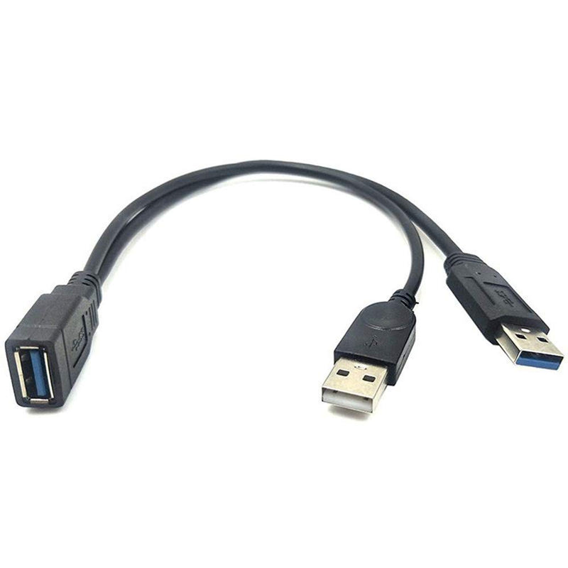 [Australia - AusPower] - ANRANK USB 3.0 Female to Dual USB Male Extra Power Data Extension Cord Adapter Splitter Y-Cable Black 