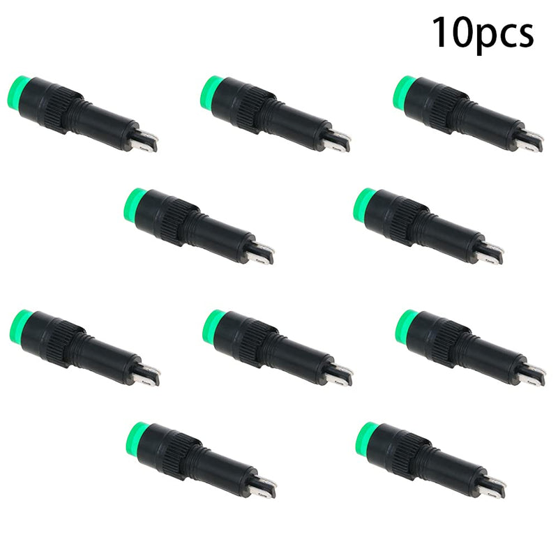 [Australia - AusPower] - Aicosineg Green 12V 0.31" Hole Diameter Indicator Light Flush Panel Mount 1.38" Length for Electrical Control Panel 10Pcs 