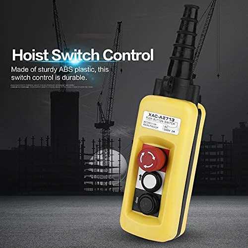[Australia - AusPower] - Crane Hoist Control, XAC A2713 Crane Chain Hoist Push Button Switch Lifting Pendant Controller with Emergency Stop 