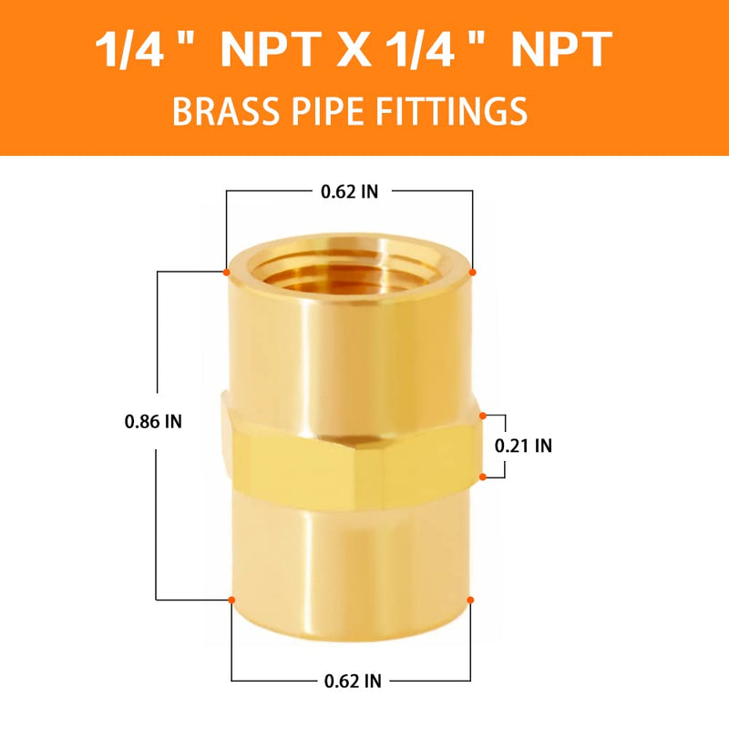 [Australia - AusPower] - ANPTGHT Brass Pipe Fitting NPT Coupler, 1/4" x 1/4" Standard NPT Female thread（pack of 4） 1/4”x1/4” 