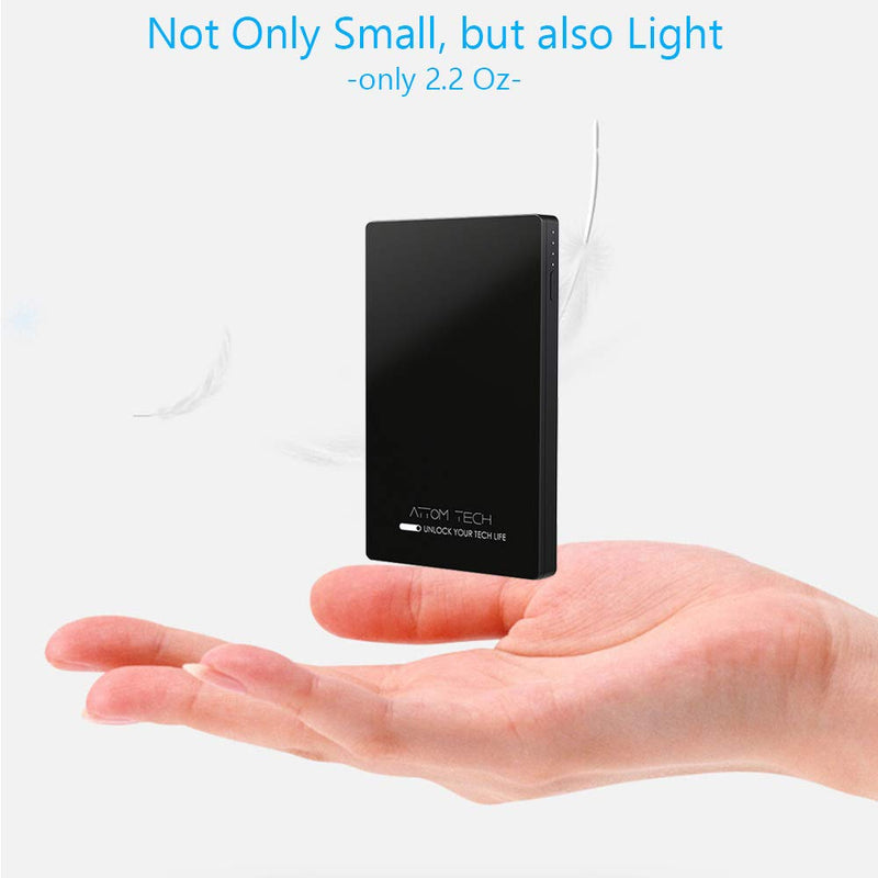 [Australia - AusPower] - Dual USB Output Super Slim Power Bank Ultra Thin, Attom Tech 3000mAh Portable Charger Mini External Phone Battery Pack Small Dual Outlet,Emergency Phone Power Backup 