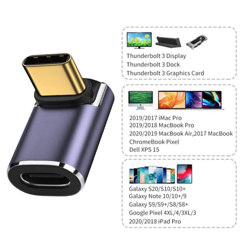 [Australia - AusPower] - NFHK 40Gbps USB4 Type C Male to Female 90 Degree Up Down Angled 100W Power Data 8K Video Adapter for Laptop Phone Up Angled Male to Female 