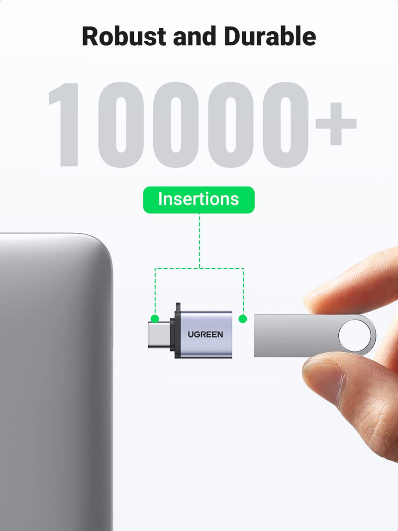 [Australia - AusPower] - UGREEN USB C to USB 3.0 Adapter 2 Pack USB C Male to USB Female Adapter OTG Type C Adapter Compatible with MacBook Pro 2021 MacBook Air 2020 Thunderbolt 4 Samsung 9 iMac 2021 Ipad Mini 6 Ipad Pro Grey 