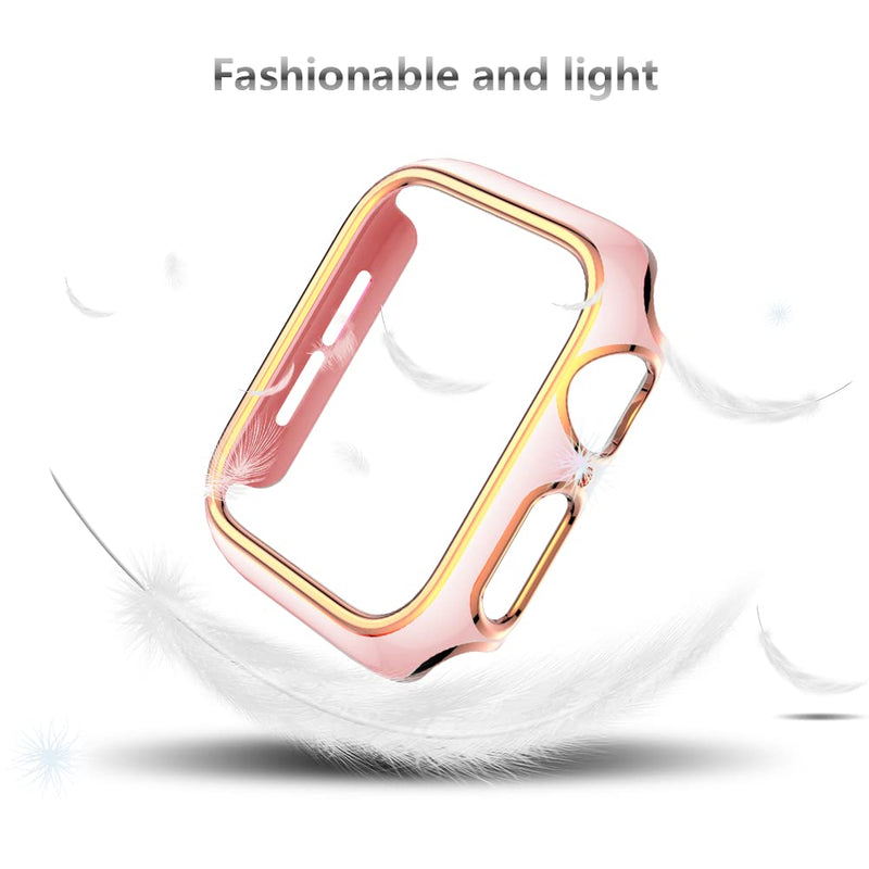[Australia - AusPower] - Kolgios 2PCS Case Pack Rose Gold/Pink 38mm Eletroplate Double Colors PC Smartwatch Case Compatible with Apple Watch 3/2/1 PINK 38 mm 