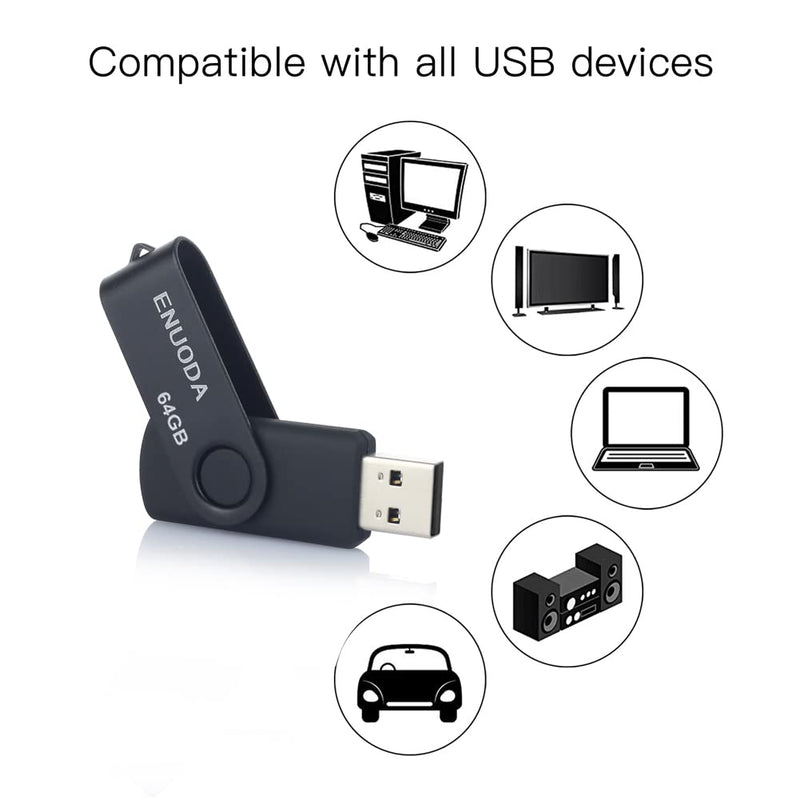 [Australia - AusPower] - 64GB USB Flash Drive 4 Pack ENUODA 64GB Thumb Drives USB 2.0 Memory Stick Jump Drive Pen Drive for Storage and Backup (Black Purple Blue Red) 64GB 2.0 64GB 2.0 - 4 PACK 