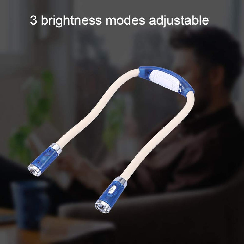 [Australia - AusPower] - Neck Book Light, Flexible Hanging LED Light Hands Free Adjustable Bendable Night Reading Knitting Lamp(Blue) 