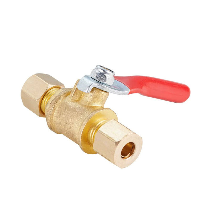 [Australia - AusPower] - Brass Ball Valve Shut Off Switch, Tubing Fitting Straight Coupling Adapter 2pcs (1/4" Compression x 1/4" Compression) 1/4" Compression x 1/4" Compression 