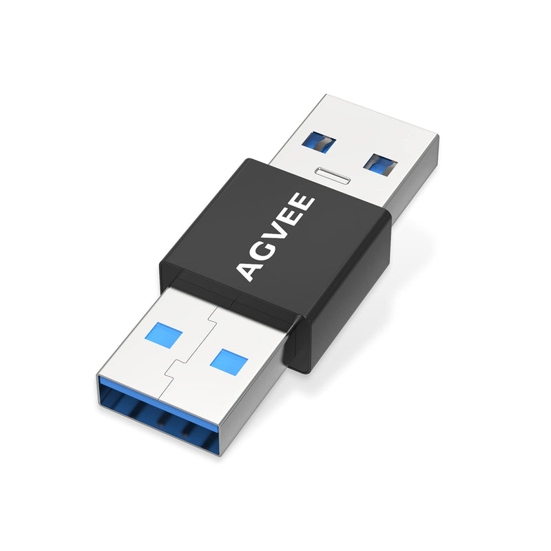 [Australia - AusPower] - AGVEE [4 Pack] USB-A 3.0 Male to USB-A 3.0 Male Adapter, USB 3.0 Converter Coupler Extension Extender Connector, Black 