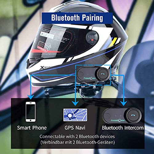 [Australia - AusPower] - FreedConn TCOM VB Motorcycle Helmet Bluetooth Intercom Headset Communication Systems Kit, for 2 or 3 Riders, FM Radio / MP3/GPS Connective/Range 800m / Handsfree / 1 Pack Changeable Hard & Soft Mic Single Pack of Hard Mic Cord 