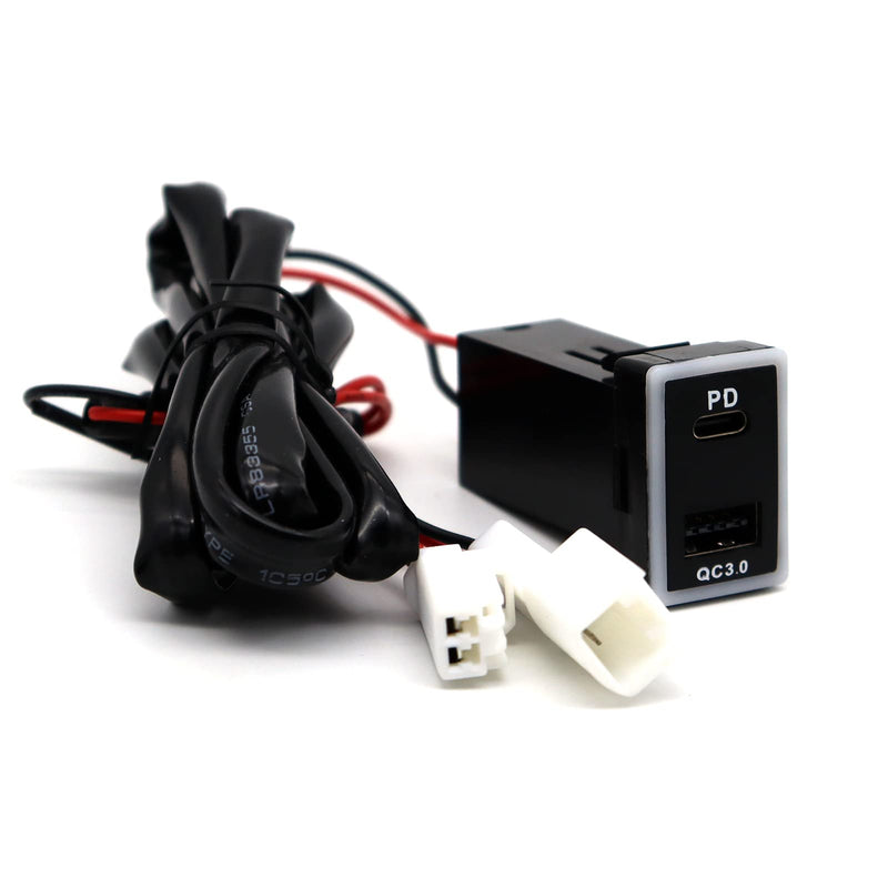 [Australia - AusPower] - Disscool Toyota QC3.0 USB C Power Socket, 3.2A Quick Charge Car Charger USB Adapter with Blue LED Output PD for Smartphone/iPad/PDA 