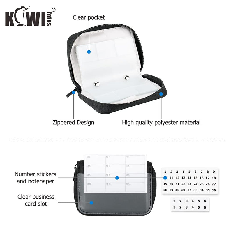 [Australia - AusPower] - (24 SD + 4 CF) 28 Slots Memory Card Case Holder with Labels, SD Card Wallet Storage for 24 SD SDXC SDHC Cards + 4 CF XQD Cards, Portable Carrying Cases Organizer with Number Sticker - Grey Gray, 24 SD + 4 CF 