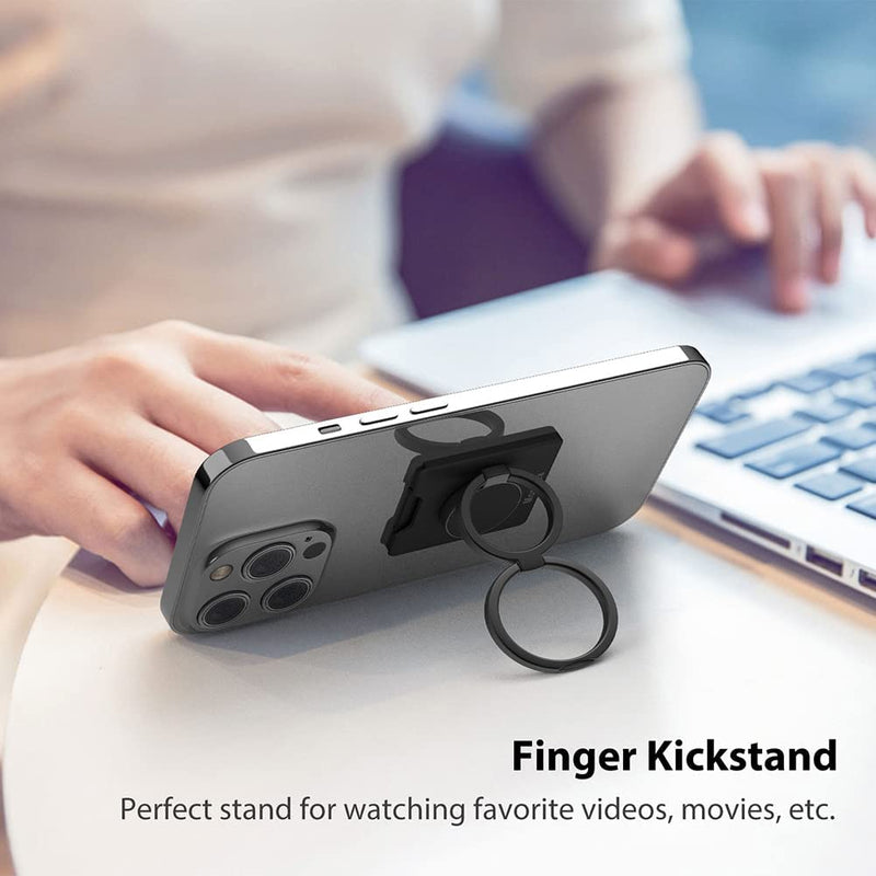 [Australia - AusPower] - Phone Ring Holder, Monidea Phone Grip Finger Kickstand Wireless Charging Friendly, 360°Rotation Metal Phone Ring Grip Stand Work with Magnetic Car Mount for iPhone Samsung iPad Tablets & More - Black 