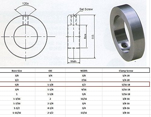 [Australia - AusPower] - Jeremywell 5/8" Bore Stainless Steel Shaft Collars Set Screw Style (4 PCS) 