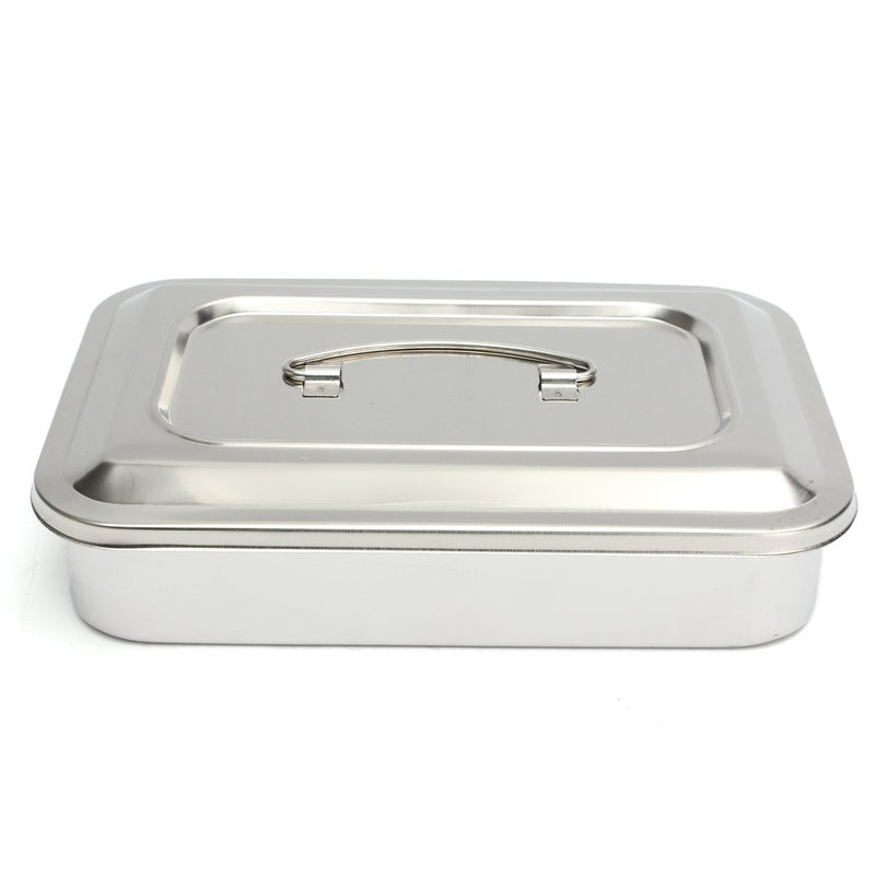 [Australia - AusPower] - Stainless Steel Instrument Tray Organizer Holder with Lid & Handle Grip 