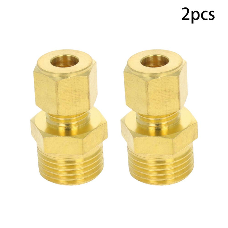 [Australia - AusPower] - MroMax Brass Compression Tube Fitting 8mm /0.31" ID Male Thread Pipe Adapter for Water Irrigation System 2pcs 