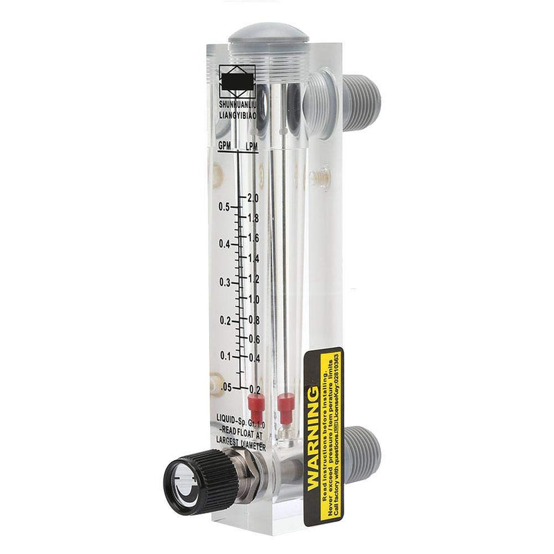 [Australia - AusPower] - 0.1-0.5GPM Water Liquid Flow Meter Tool Flowmeter Water Liquid Inline Flowmeter Rotameter Adjustable Knob Panel Type, Female Thread 1/4" BSPT 