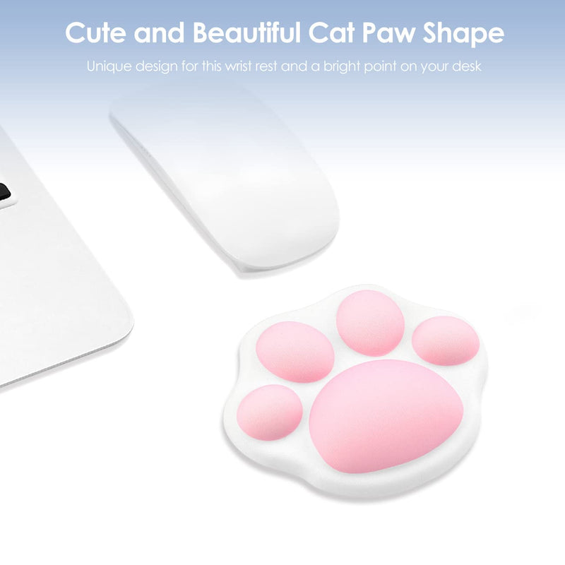 [Australia - AusPower] - ProElife Cute Mouse Wrist Support Pad Cat Paw Pattern, Comfortable Soft Wrist Rest Hand Pillow Relief Hand’s Pain with Non-Slip Rubber Base 4.3'' x 3.7'' for Home, Office Computer Laptop (White) White 