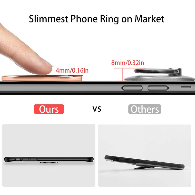 [Australia - AusPower] - Ultra Slim Phone Ring Holder, Tomorotec Thin Cell Phone Ring Stand for Magnetic Car Mount with Black Car Mount Hook - for iPhone X XR XS 8 7 Plus 6S 6 5s 5 SE, Galaxy S8 S7 S6 Edge (Rose Gold) 