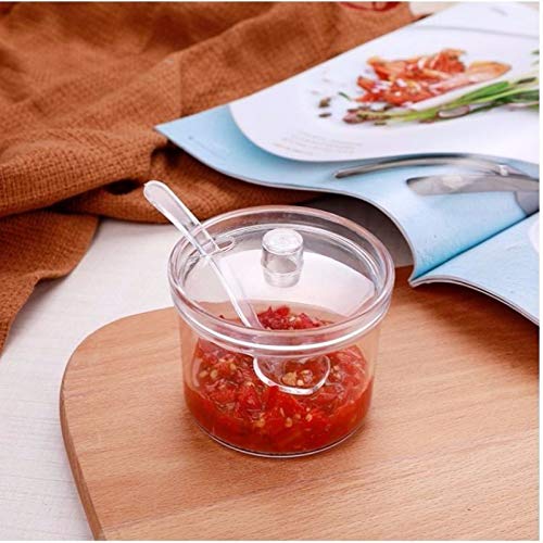 [Australia - AusPower] - Clean Acrylic Sugar Bowl Spice Jar Spice Storage Pot with Lid and Spoon 1pcs 