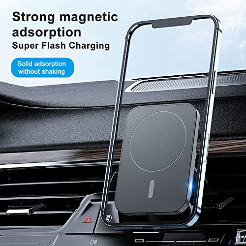[Australia - AusPower] - Magnetic Wireless Car Charger, LEWOTE 15W Fast Charging Air Vent Phone Holder Compatible with iPhone 13/13 Pro Max/13 Pro/13 Mini/12/12 Pro Max/12 Pro/12 Mini[With 2Pcs 3M Sticker Metal Rings] (Black) Black 