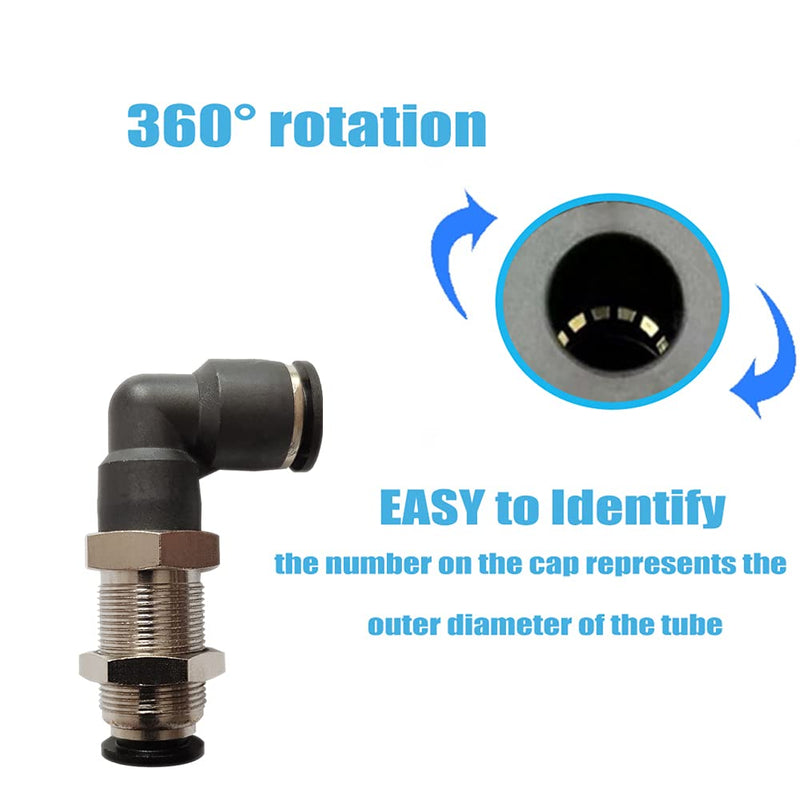 [Australia - AusPower] - Jienk 2Packs Bulkhead Elbow 1/2" x 1/2" Tube OD Push to Connect Tube Fitting, PLM-1/2 Bulkhead 90 Degree Elbow Pneumatic Quick Connect Air Fitting 1/2" OD 