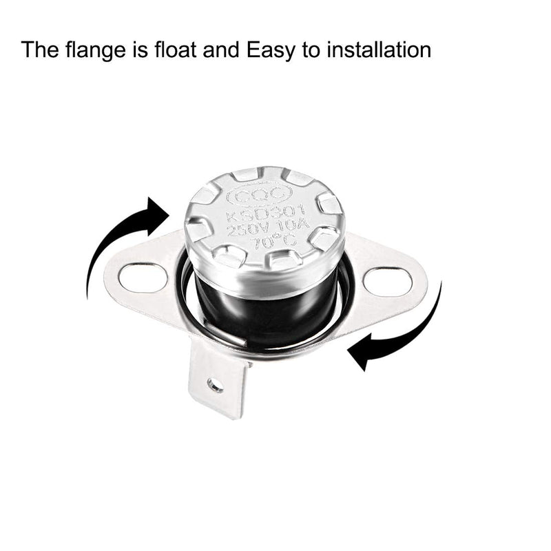 [Australia - AusPower] - uxcell KSD301 Thermostat 70°C/158°F 10A Normally Open N.O Adjust Snap Disc Temperature Switch for Microwave Oven Coffee Maker 5pcs 