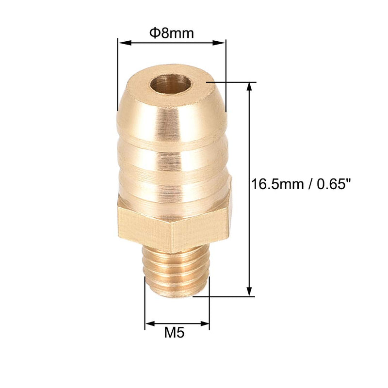 [Australia - AusPower] - uxcell Brass Fitting Connector Metric M5-0.8 Male to Barb Fit Hose ID 8mm 4pcs 