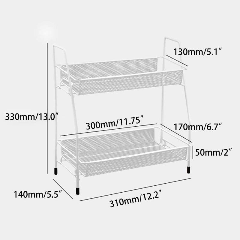 [Australia - AusPower] - Spice Rack Organizer , 2-Tier Bathroom Shelf Organizer countertop, Kitchen Rack Organizer for Spice Can Sauce Jars Bottle (White) White 