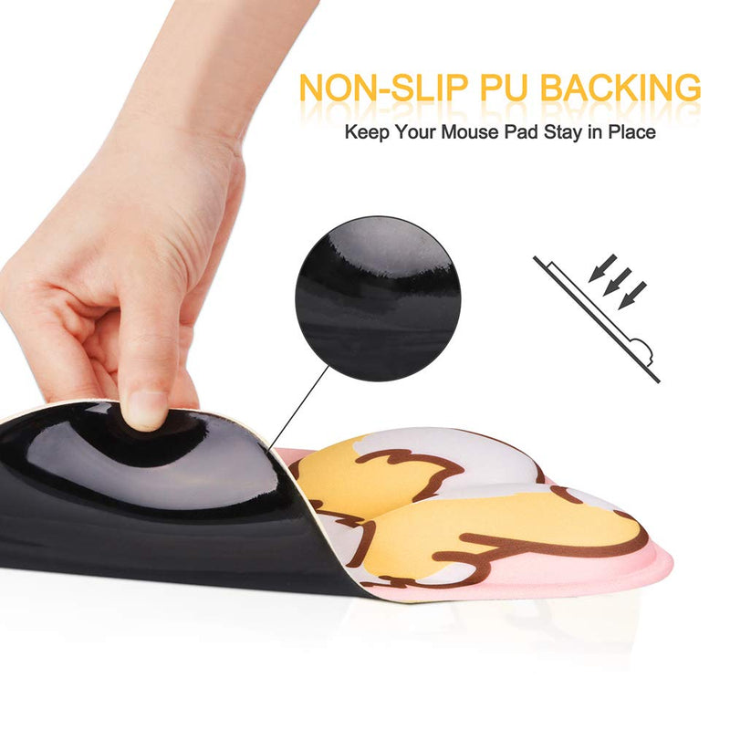[Australia - AusPower] - HAOCOO Ergonomic Pink Mouse Pad with Wrist Support ,Non-Slip Backing Corgi Anime Cute Gel Mouse Pad Wrist Rest, Easy-Typing and Pain Relief for Gaming Office Computer Laptop(Pink Cute Corgi) Pink Dog 
